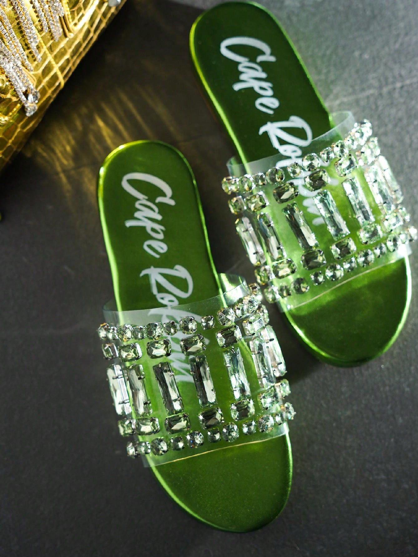 Bernardine Gemstone Embellished Clear Slide Snadals