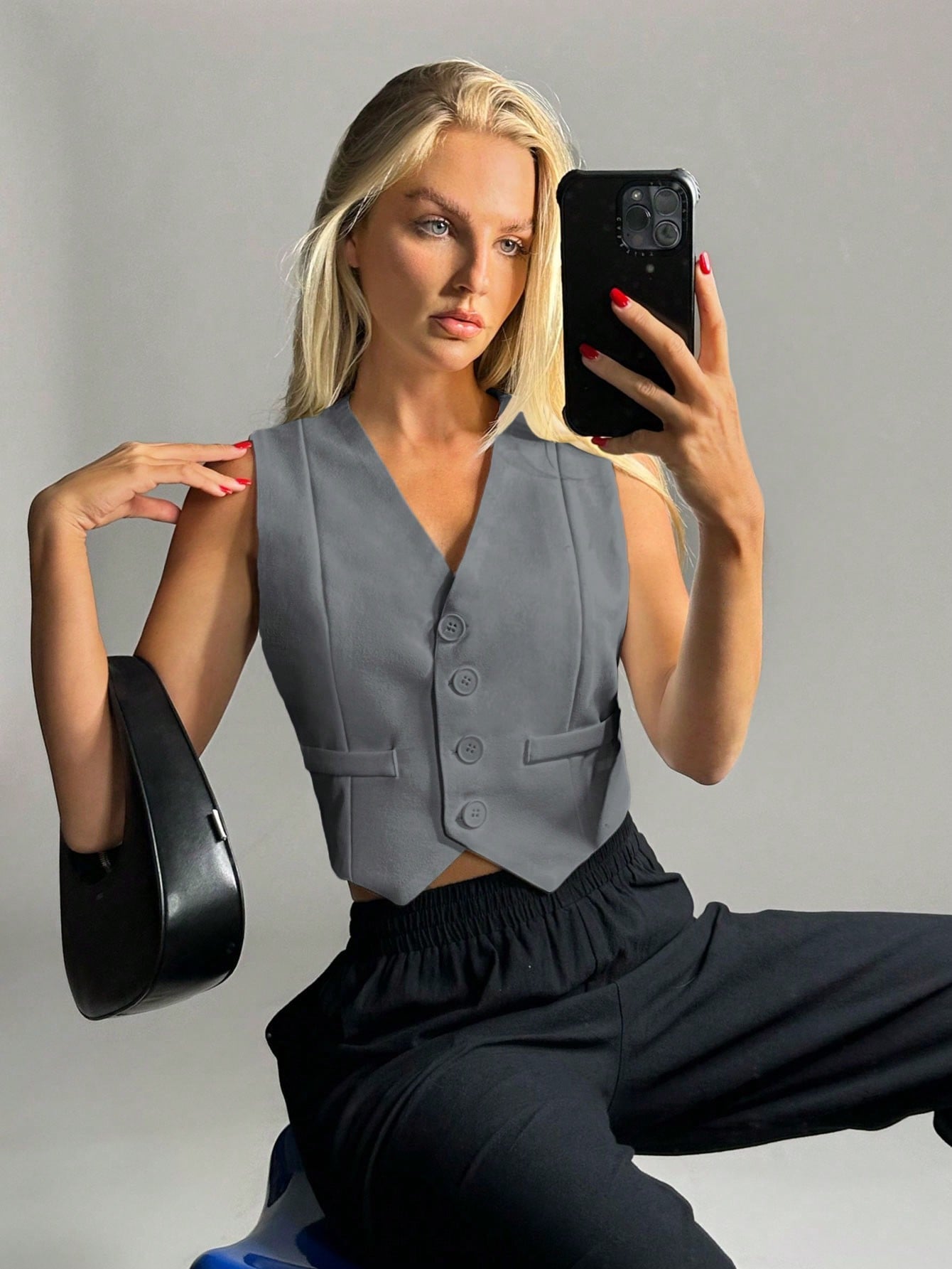 Solid Button Front Waistcoat
