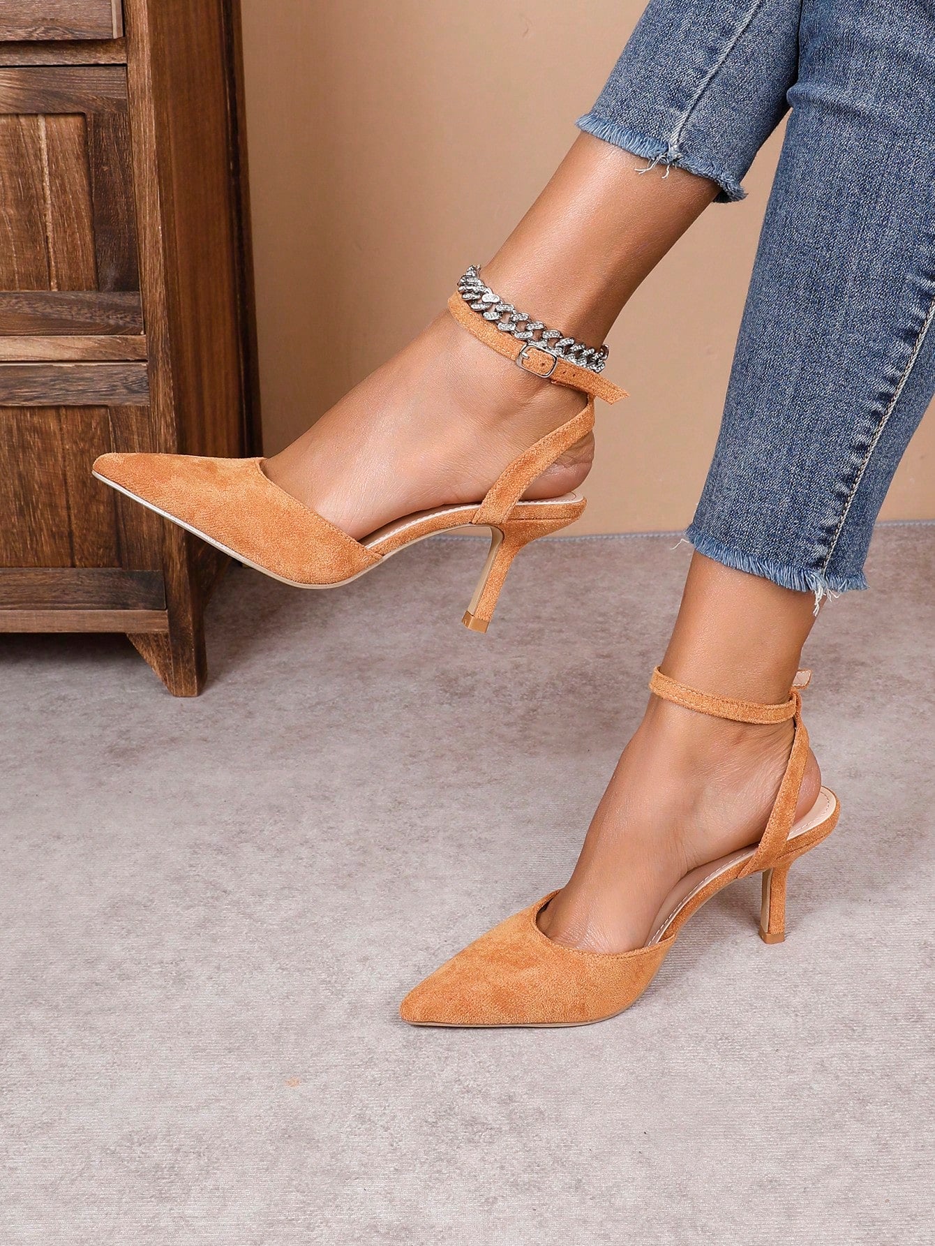 Pointed Toe High Heel Slip-On Ladies Sandals