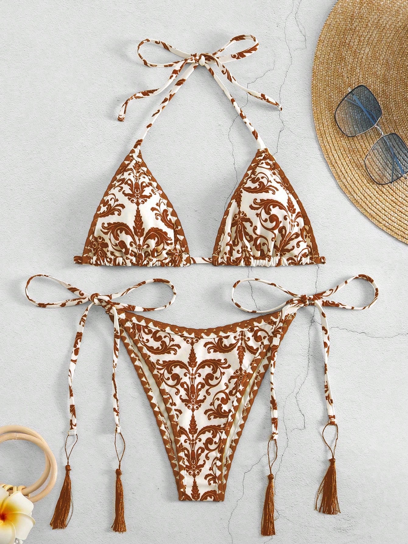 Swim Summer Beach Women's Floral Print Halter Neck Bikini Set Carnival