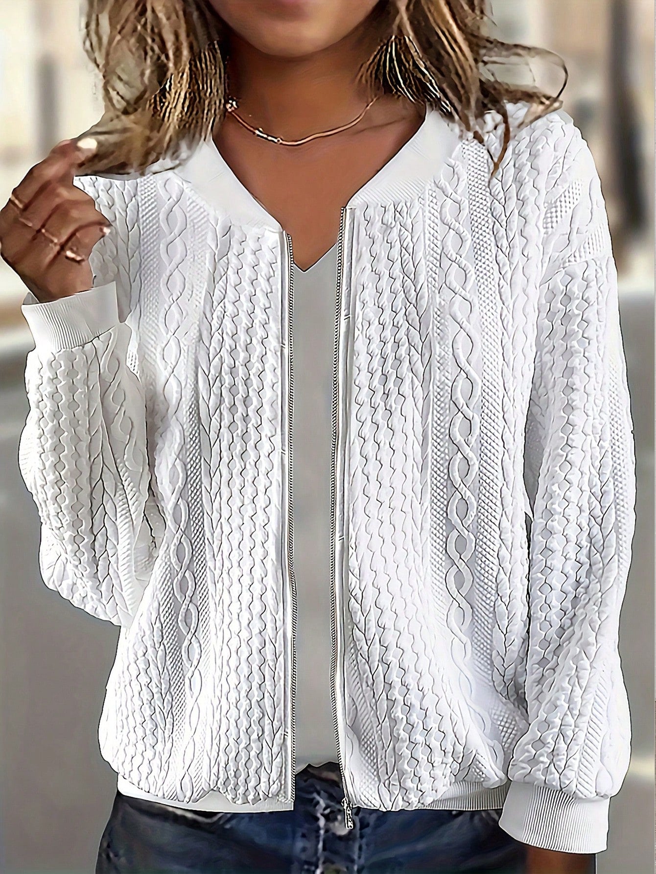 Women Basic And Versatile Baseball Collar Jacket For Daily Wear