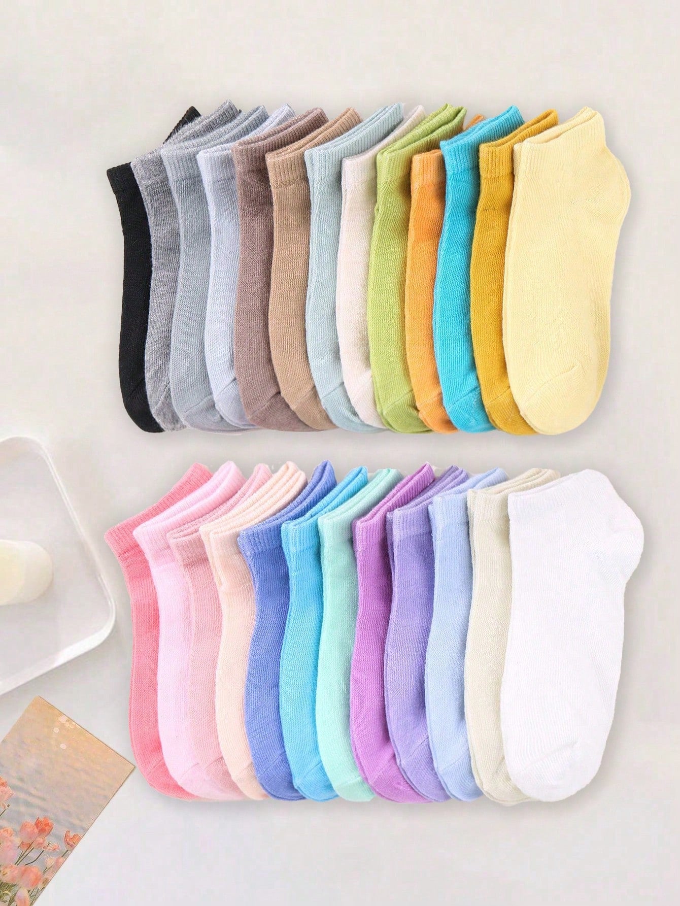 20 Pairs/Packs Of Random Color Children's Autumn And Winter Pure Color Simple Socks, Suitable For Sports And Leisure Daily Travel Socks