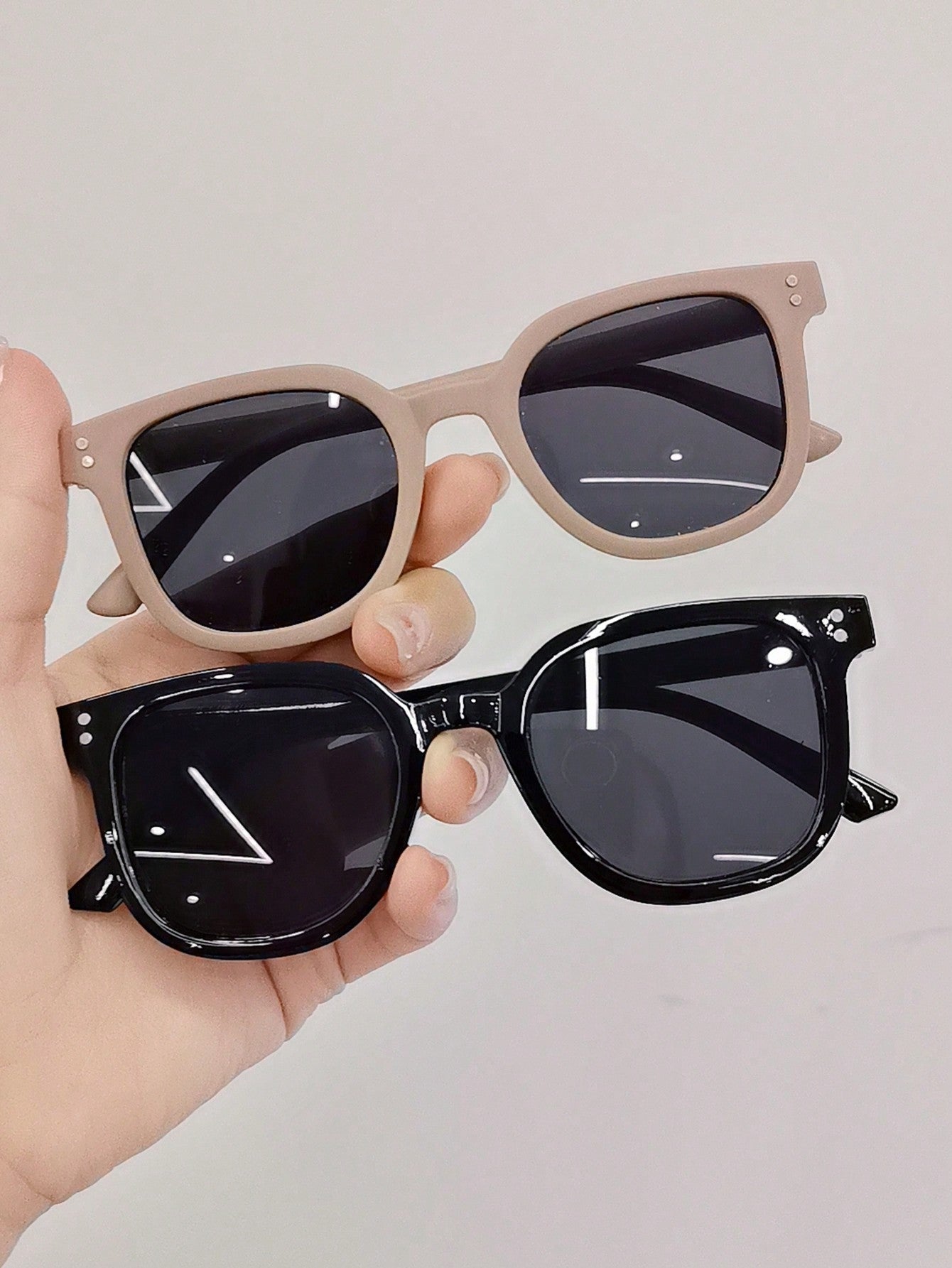 2pcs Kids' Fashionable Sunglasses With Square Frame For Sun Protection, Unisex