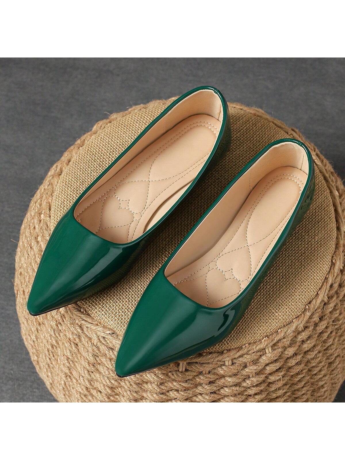 Women's Pointed Fashion Shallow Mouth Purple Flat Shoes For Outdoor Activities, Champagne-Color Posh Red Casual Shoes And Versatile Yellow Shoes For Comfort, Black Shoes