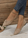 Ladies' Brown Minimalist Flat Shoes With Pleated Surface Design, Elegant, Outdoor, Summer, Brown Faux Suede Slip-on Shoes