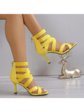 Women's Summer Fashionable & Breathable Cross Strappy Hollow Peep-Toe Sexy Roman Style High-Heeled Sandals