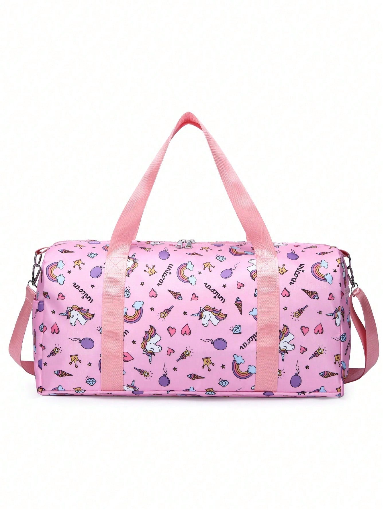 1pc Girls' Cartoon Lollipop Unicorn Casual Travel Bag With Large Capacity - Suitable For Yoga, Swimming, Fitness, With Separate Dry And Wet Compartments - Can Be Used As Handbag Or Fit On Suitcase Handle