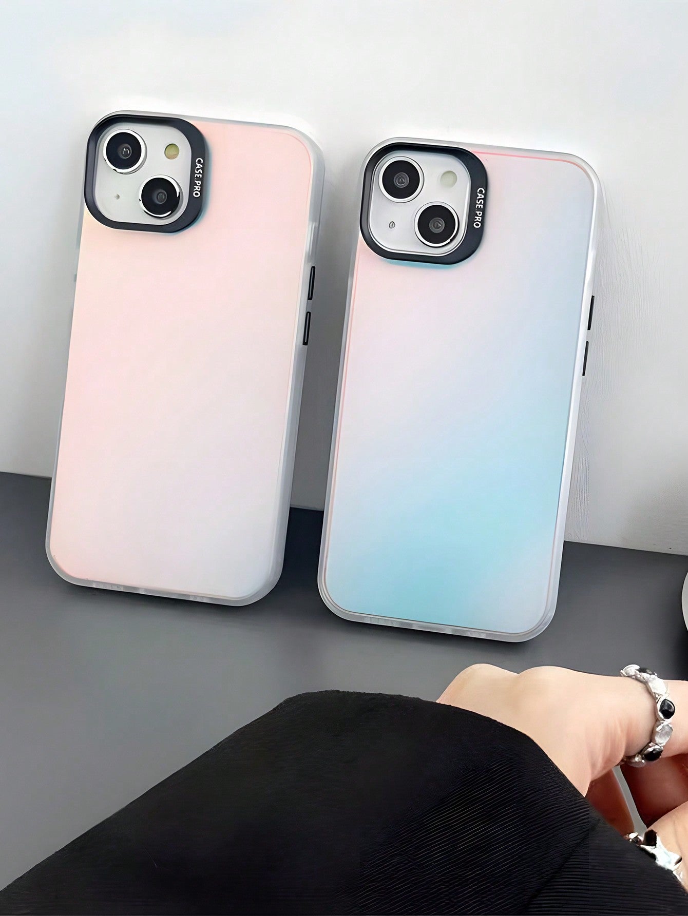 1pc Girl Cute Multicolor Gradient Anti-Drop Anti-Shock 2-In-1 Mobile Phone Protective Case Compatible With IPhone 12/13/14/15 Pro/Pro Max [Multiple Colors Available]