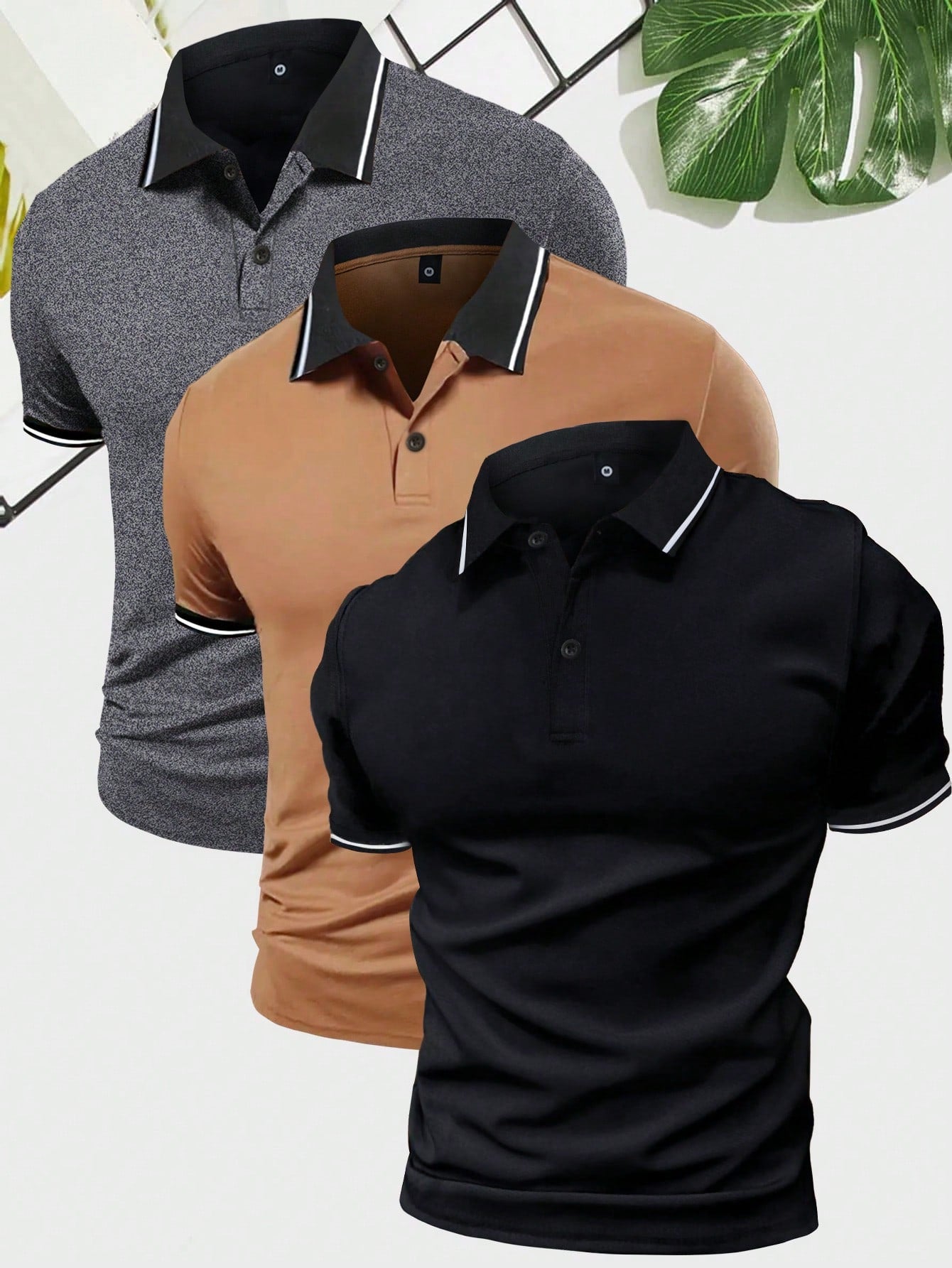 3pcs/Set Summer Short Sleeve Polo Shirt For Men, Colorblock Design Retro All-Match Casual Sports Holiday Outdoor Tops