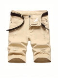Tween Boy's Casual Solid Color Distressed Denim Shorts, Summer