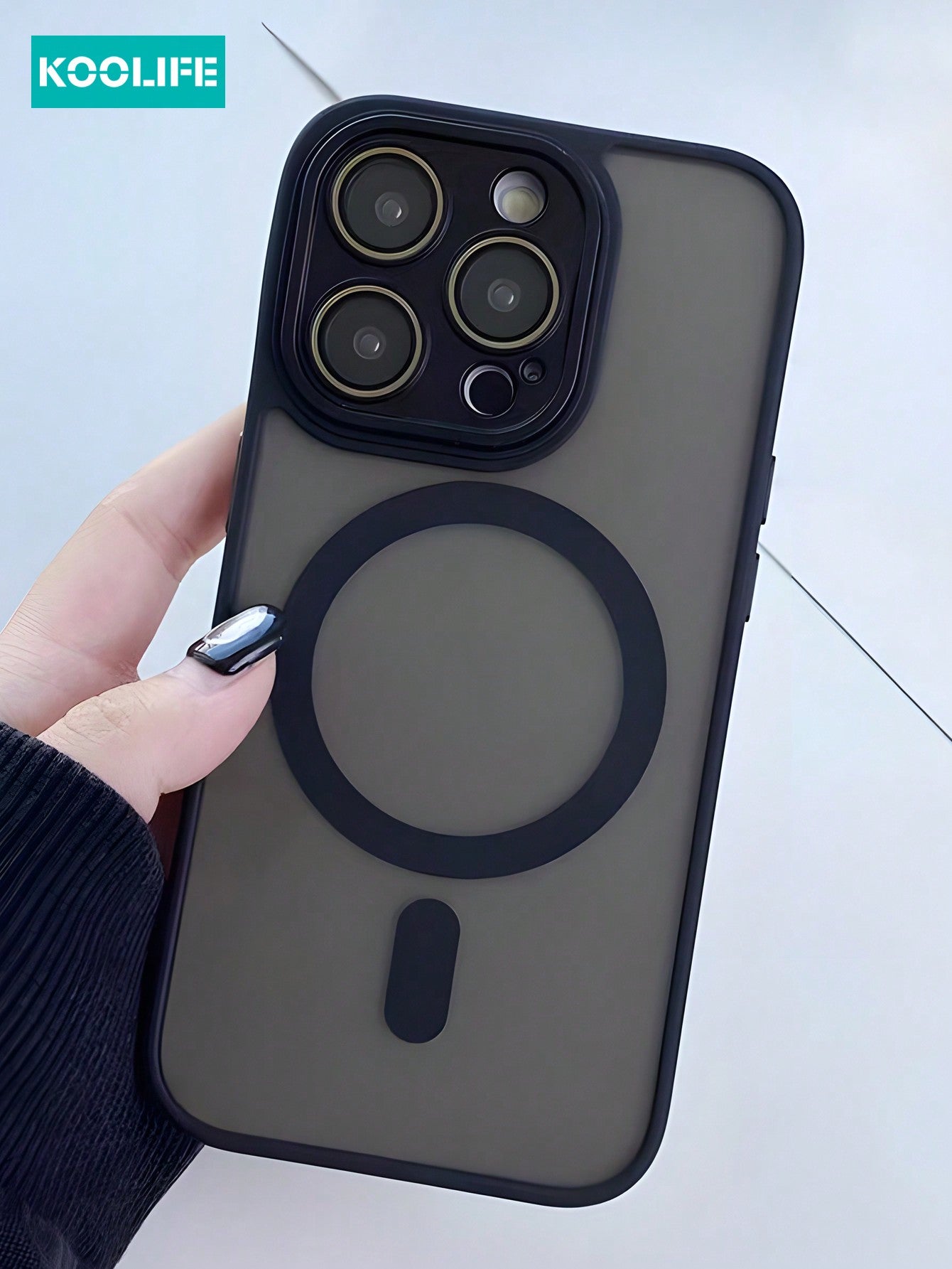 Koolife 1pc Magnetic Wireless Charging Full Coverage Anti-Drop Protective Phone Case With Lens Film TPU+PC Matte Spray Texture For IPhone 11/11 Pro/11 Pro Max/12/12 Pro/12 Pro Max/13/13 Pro/13 Pro Max/14/14 Pro/14 Pro Max/14 Plus/15/15 Pro/15 Plus/15 Pro