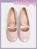 Dola Lovely Women Fashionable Mary Jane Shoes With Pink Bow, Pearl Detail Buckle, Square Toe And Chunky Heels, Graduation Heel, Prom Heels For Summer