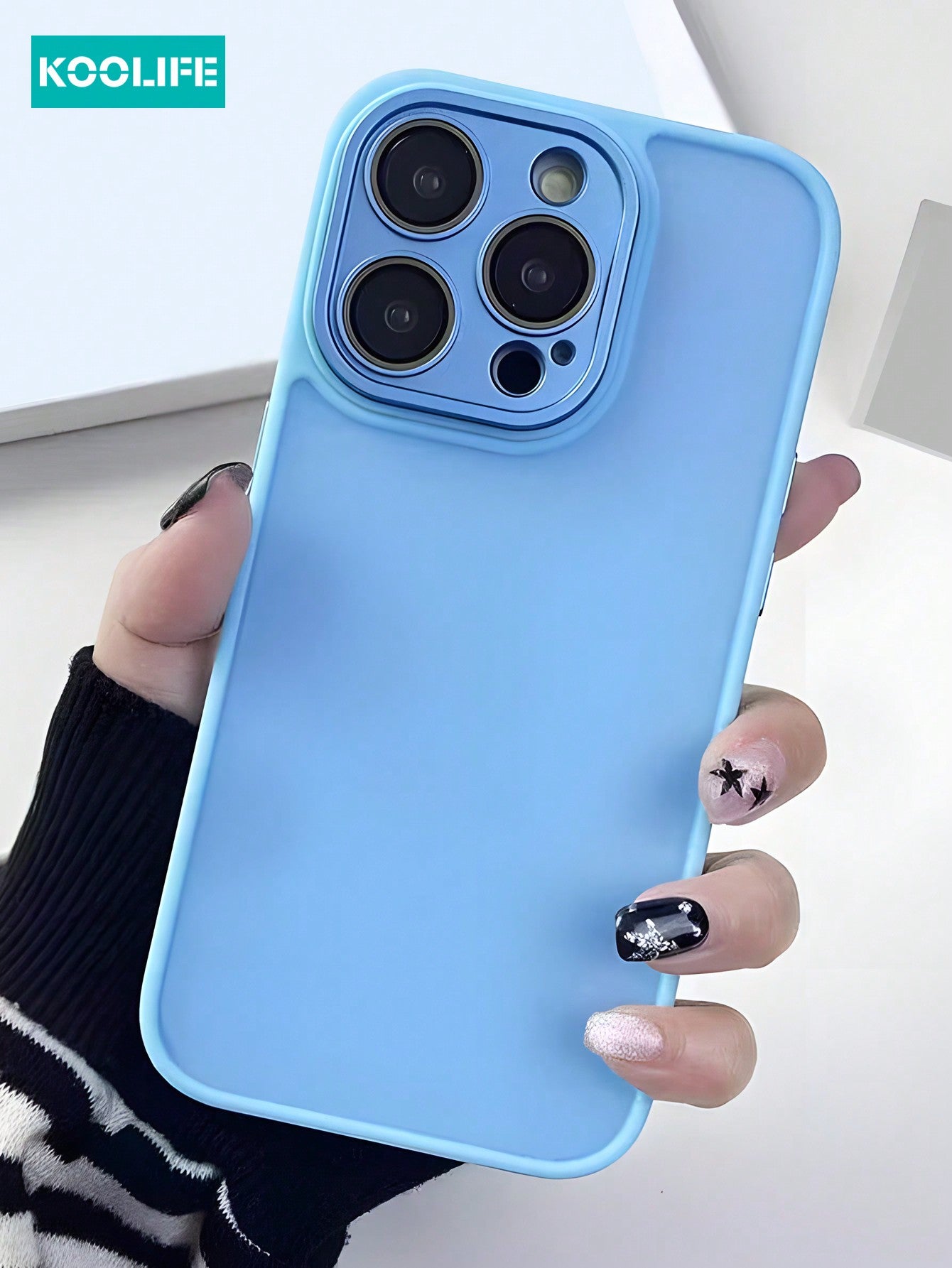 KOOLIFE 1pc Skin-Touch Matte 2-In-1 Fine Hole Camera Lens Shockproof Phone Case With Built-In Lens Protective Film, Compatible With IPhone 13/14PLUS/14PROMAX/15/15PLUS/15PRO/15PROMAX; Galaxy S20/21/22/23/24 PLUS/Ultra