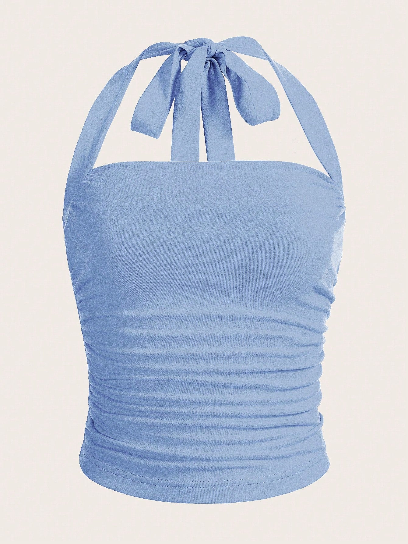 Summer Outfits Solid Ruched Halter Top