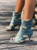 Women Elegant Fashion High Heel Peep Toe Sandals, Peep Toe Sandals Boots With Cutouts