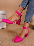 Women's Chunky High Heel Fashionable Single Strap Buckle Hollow Out Comfortable Sandals