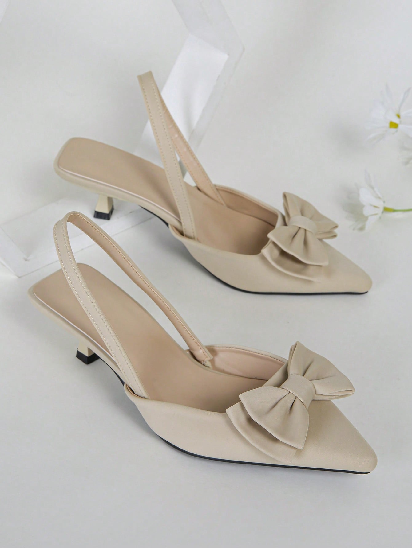 Blue Stylish Pointed Toe Sandals With Bowknot And Comfortable Thin Heels For Women, Everyday And Outdoor Wear