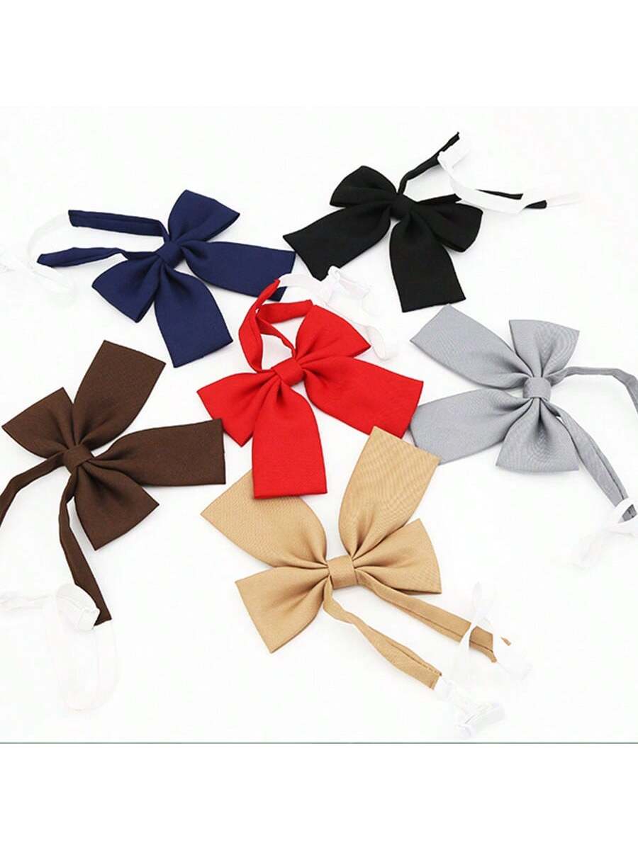 2pcsset 33cm Adjustable Solid Color Necktie With Bowtie Set For Boys And Girls,  Prefect For Students Uniform, Performance, Party, Etc.