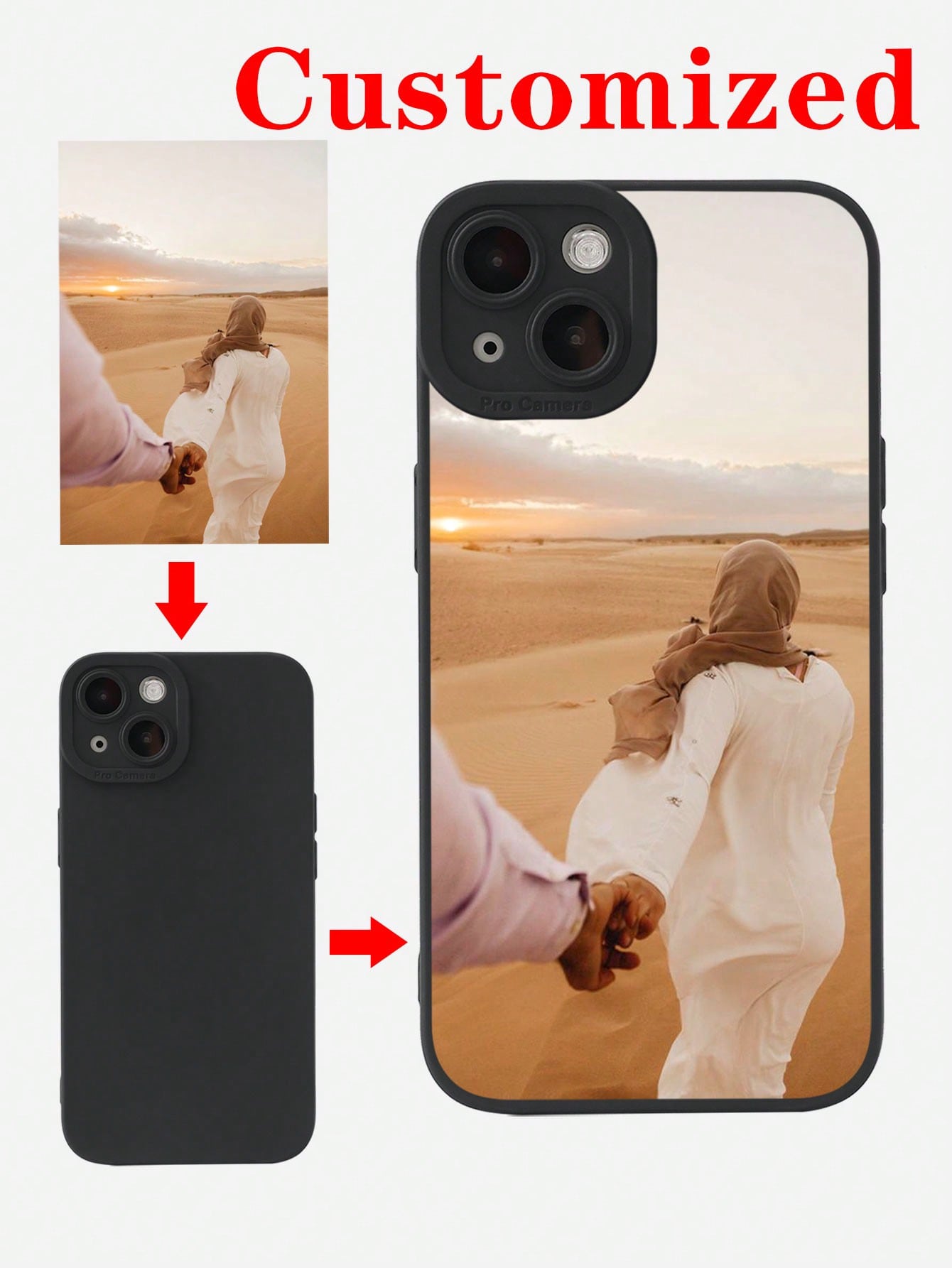 Customized Black Full Wrap Fashionable Personalized Couple Holding Hands Life Wedding Travel Souvenir Photo Phone Case Compatible With IPhone 11/12/13/14/15ProMax