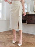 Mid-Length Design Thin And Sexy Solid Color Pencil Skirt With Slit