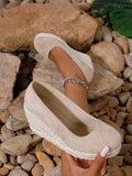 Women Wedge Heel Black Summer Shoes, Thick Platform Peep-Toe Sandals, Stylish Waterproof Shoes For Casual And Vacation Outfits