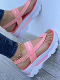 Women's Sandals, European And American Style, Clip Toe, Platform Heightening, Buckle Straps, Anti-Skid, Slope Heels, Thick Soles, Size 43