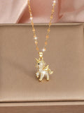 1pc Exquisite Shiny Stainless Steel Zirconia Eight Point Star Charm Necklace Children Party Jewelry