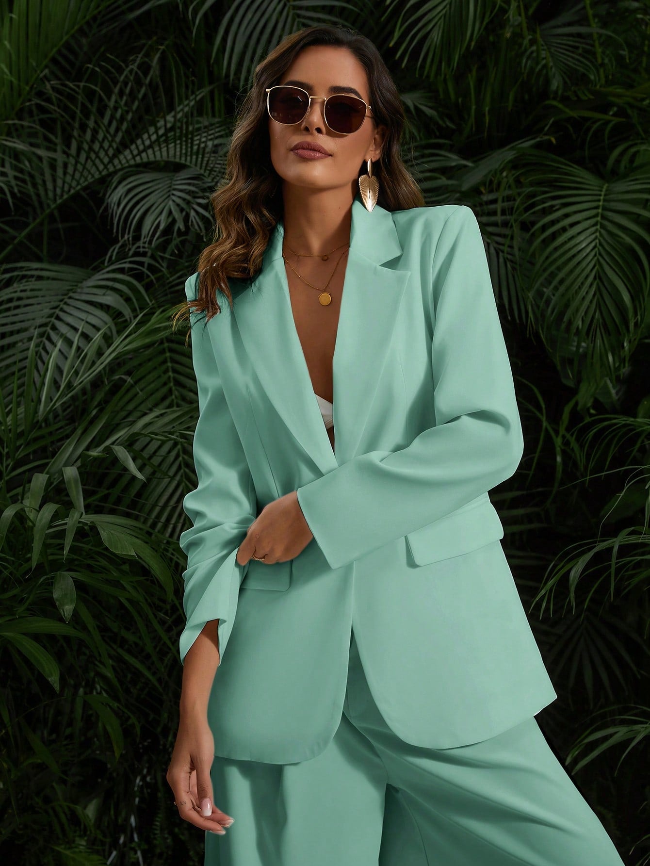 BIZwear Solid Color Loose Fit Blazer