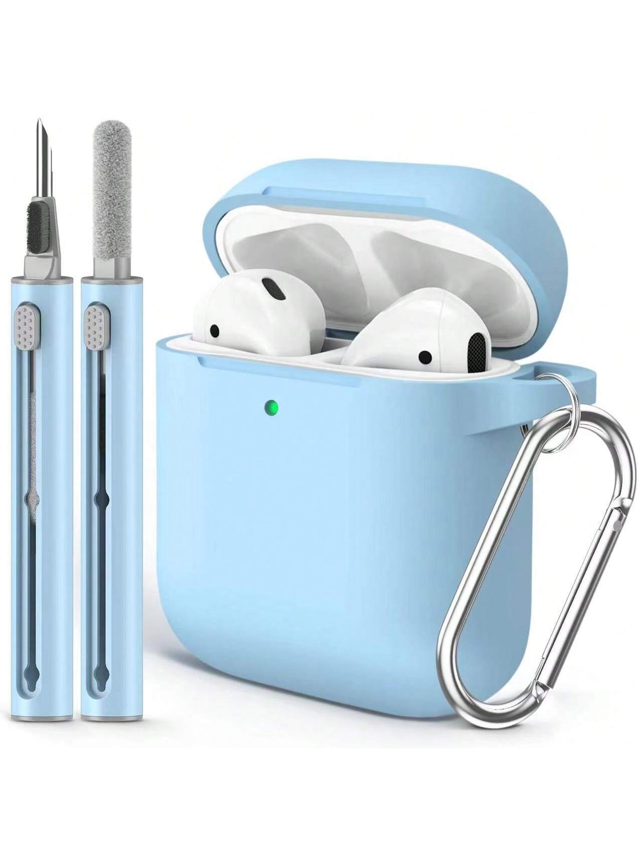 AirPods Case Cover With Same Color Cleaning Brush Combo, Compatible With Apple AirPods