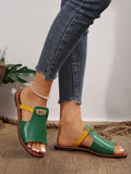 Ladies' Fashionable Casual Sandals, Color Block Cute Design With Rhinestone Embellishment, Perfect For Beach Wear