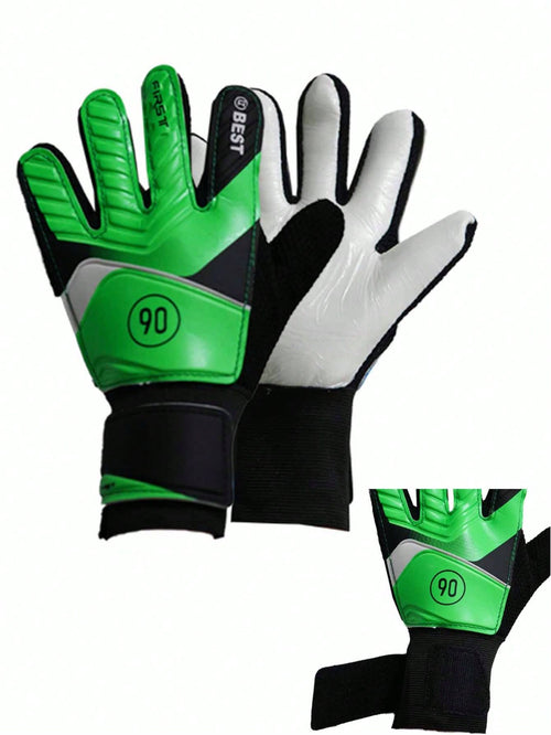 1 Pair Kids' Football Goalkeeper Gloves - For Boys, Youth Soccer Goalie Gloves With Strong Grip Palms And Removable Finger Spines For Protection