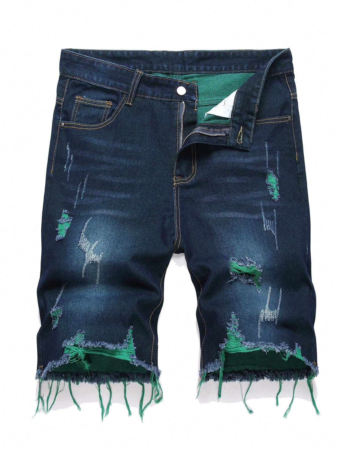 Men's Fashionable Distressed & Frayed Denim Shorts