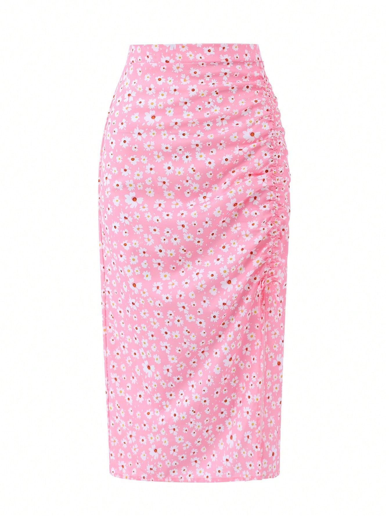 Retrotrend Kids Teen Girl Floral Printed Drawstring Waist Skirt, Sweet Country Style, Fresh Flower Pattern, Drawstring Design, High Waist And