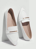 Women Shoes Fashion Point Toe Lightweight Toe White Loafers For Summer Vacation Shoes Summer Sale