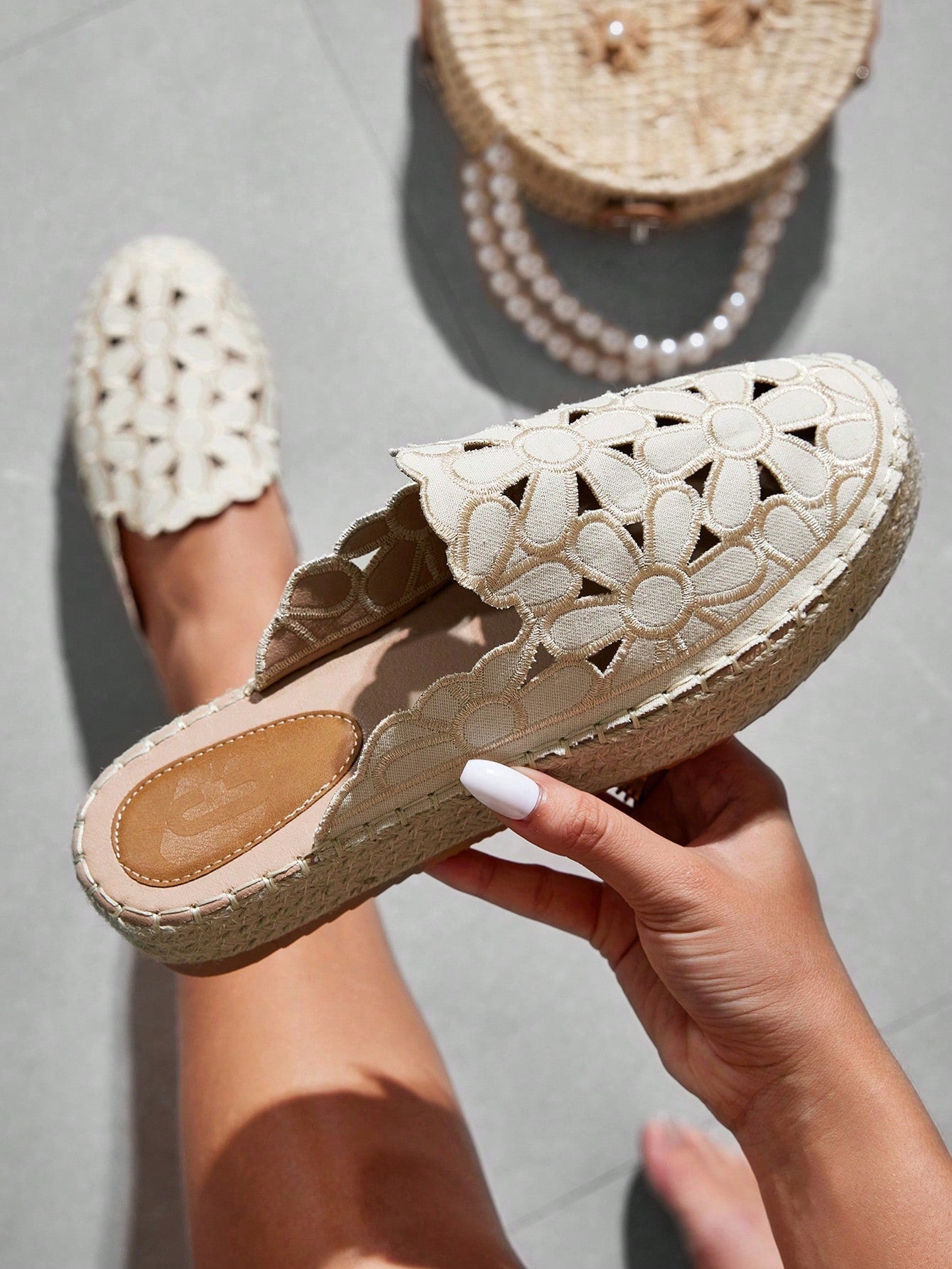 Styleloop Vintage Brown Embroidered Bohemian Thick-Soled Woven Shoes  Boho Feels Vintage Cottagecore Frenchy Shoes
