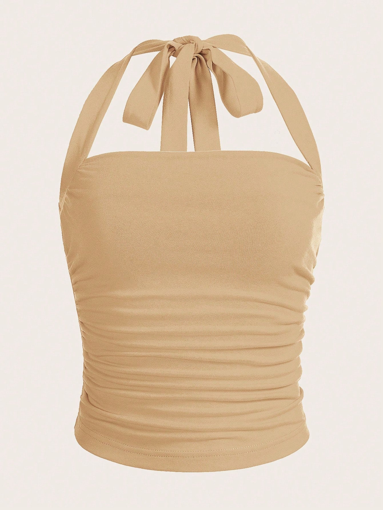 Summer Outfits Solid Ruched Halter Top