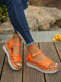 Plus Size Women's Elegant Orange Wedge Sandals, Sizes 36-43, Suitable For Daily Wear And Outdoor Activities, Waterproof Platform Design, Perfect For Matching Skirts, Wedge Heel