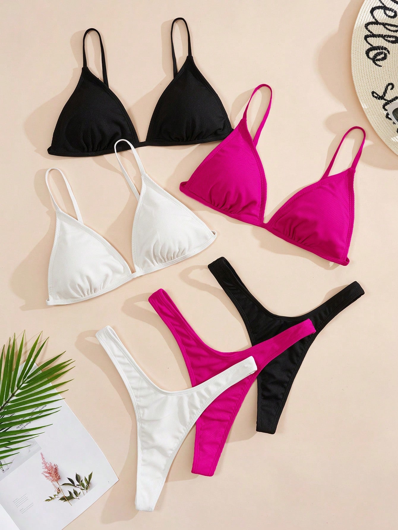 Swim Women Solid Color Sexy Bikini Set With Separated Bra And Panties For Vacation,Summer Beach