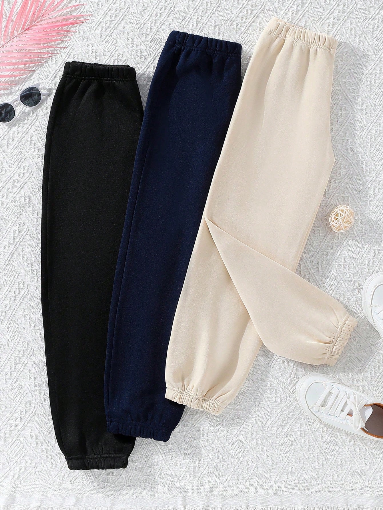 3pcs/Set Warm Lined Sports Pants For Tween Girls, Essential For Autumn And Winter, Warm And Comfortable, Comes In Multiple Colors, Suitable For Various Occasions