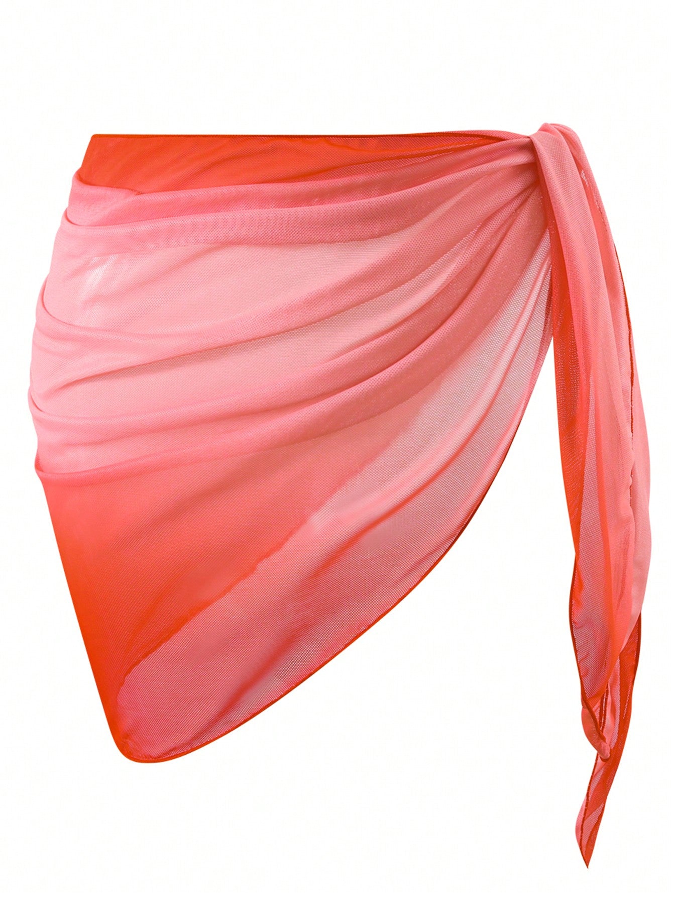 Swim Women Ombre Tie Waist Cover Up Skirt (Random Print)