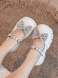 New Spring/Autumn Girls Princess Shoes, Lace Pearl Bow Dress Shoes For Kindergarten, Baby Performance Shoes