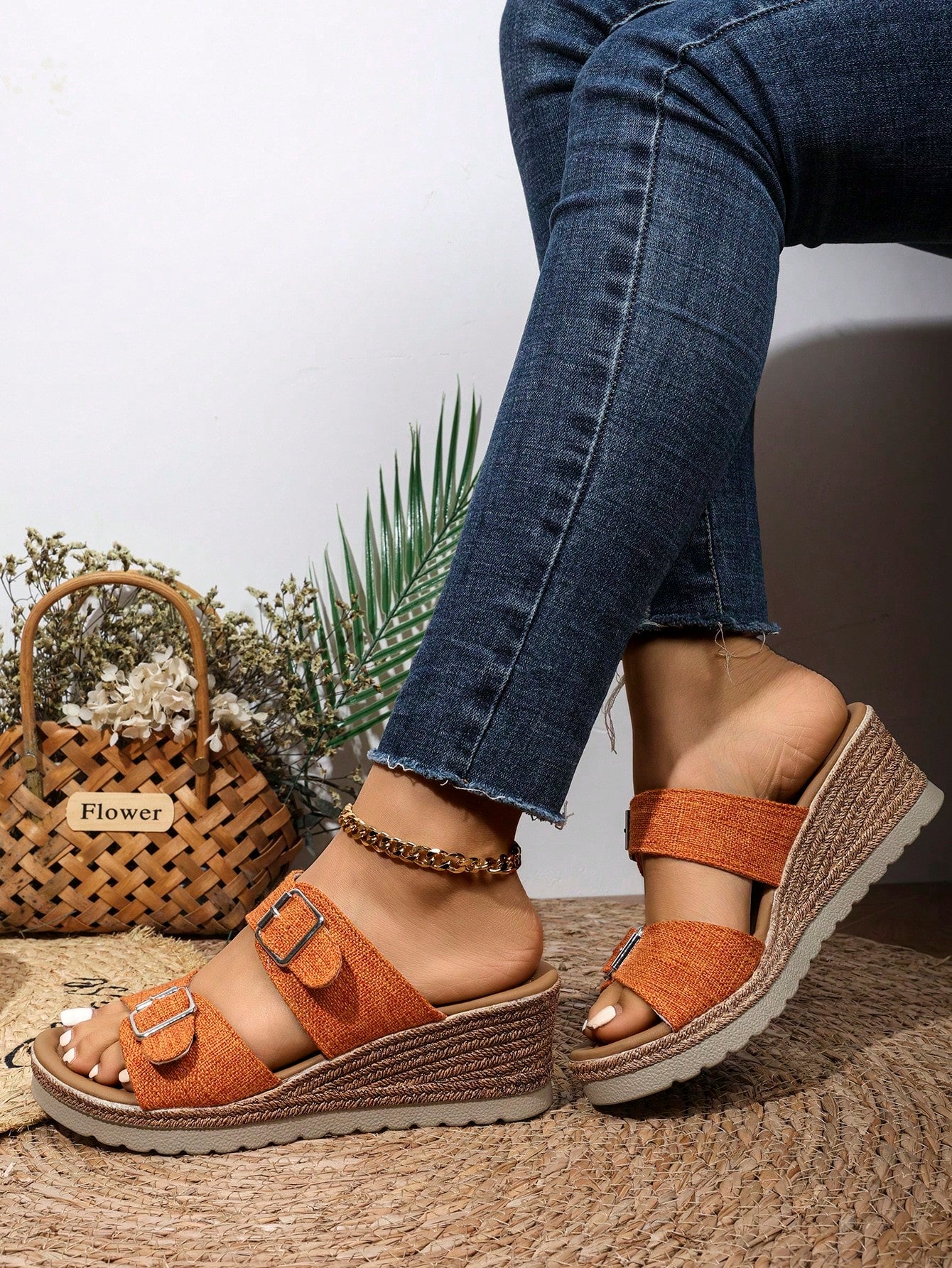 Casual Fashion Peep Toe Wedge Sandals With Thick Platform For Women