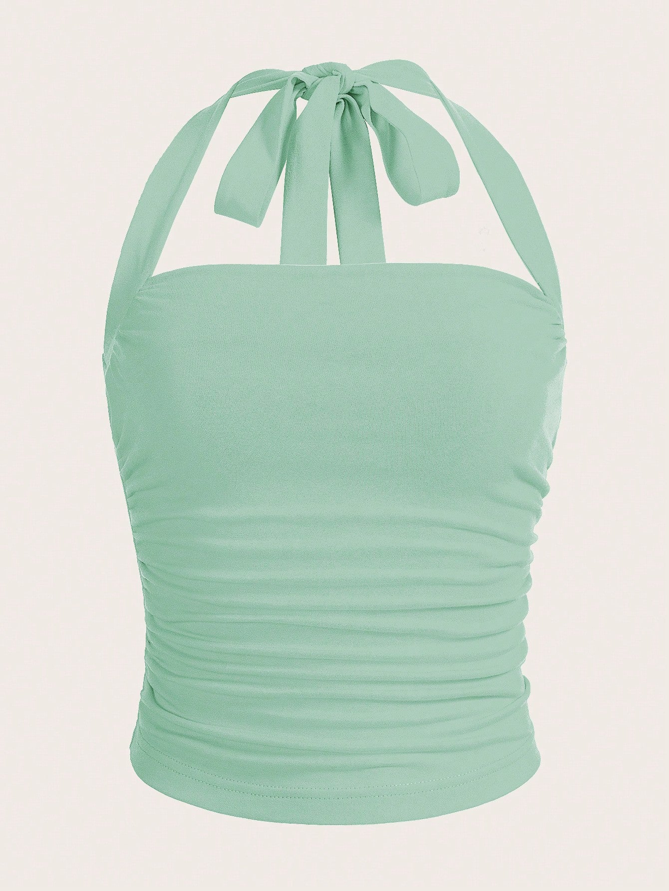 Summer Outfits Solid Ruched Halter Top