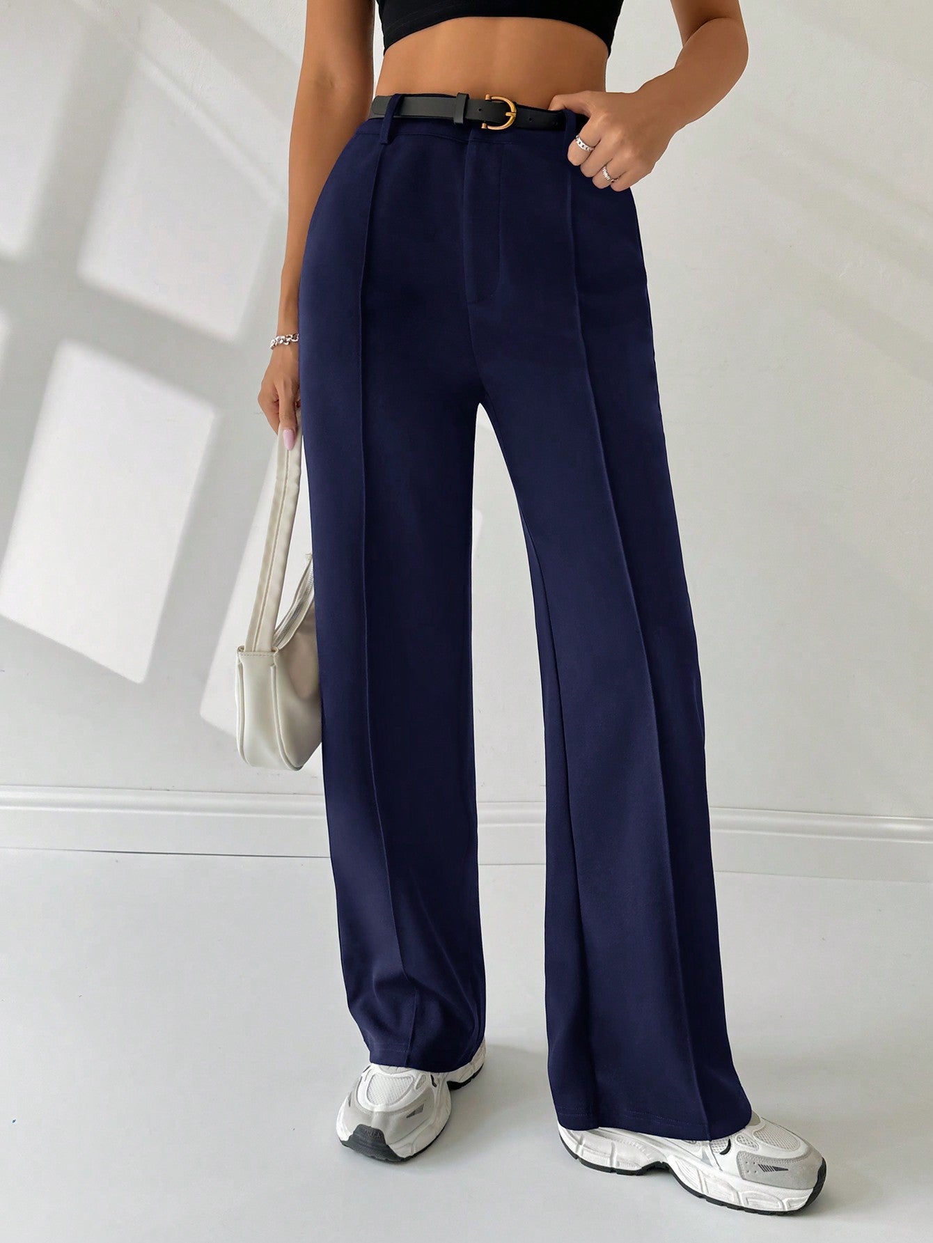 Women's Straight Leg Suit Trousers With Exposed Seams