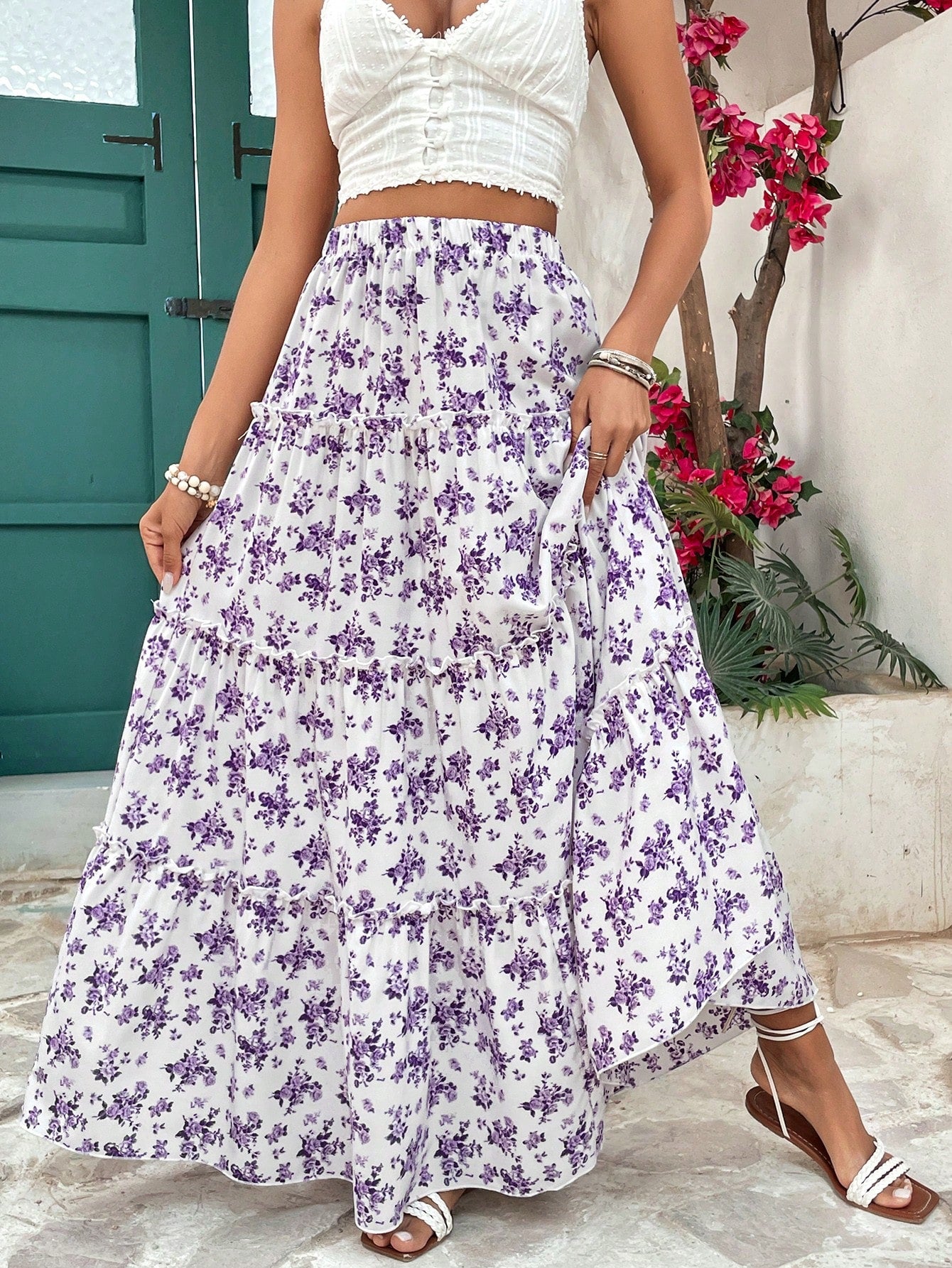 Women's Floral Print Holiday Style Skirt