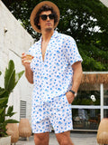 Men's Ditsy Floral Short Sleeve Shirt And Shorts Beach Vacation Casual Outfit