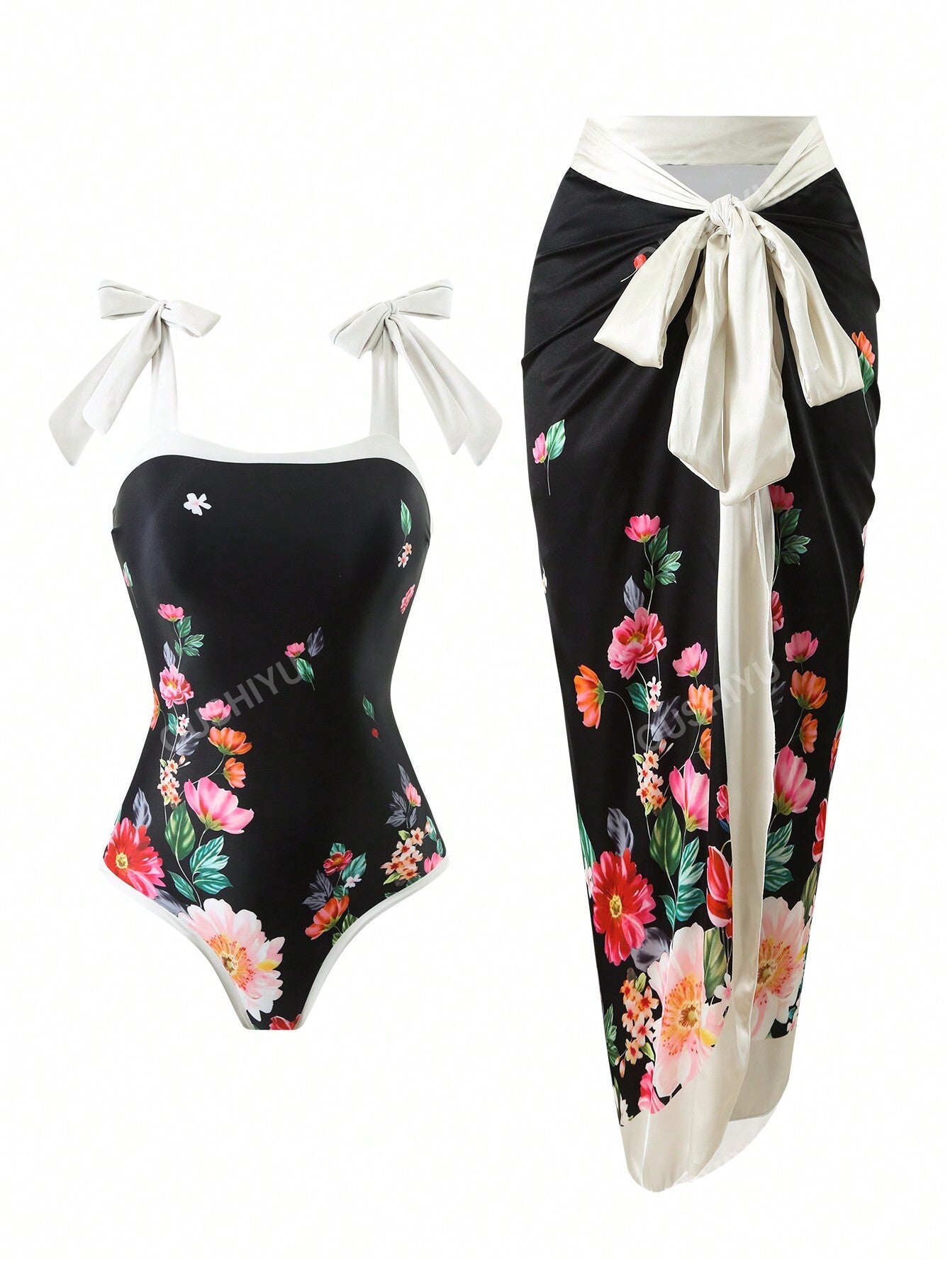 Vintage-Inspired Conservative One-Piece Swimwear For Beach, Spa & Resort With Tummy Control - European & American Style, Skirted Bottom (One Size Fits Most)