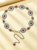 1PC Western Chain Belt Body Chain Silver-Tone Pendant  Fashion Metal Waist Chain With Daisy, Petal & Flower Design For Girl's Dresses And Clothing, Belt Chain