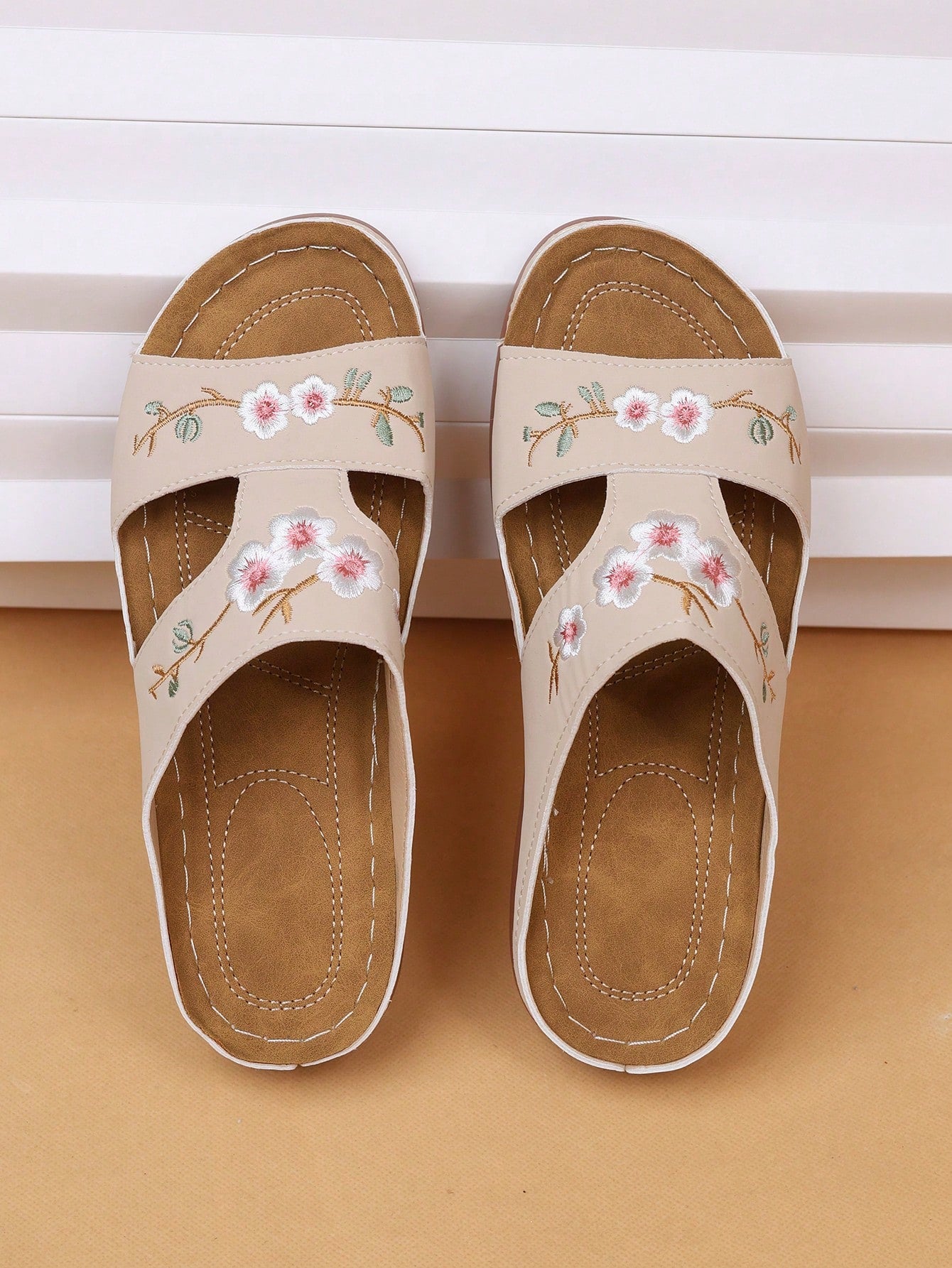 New Summer Hollow Out Flower Embroidery Wedge Sandals For Women. Ideal For Outdoor Wear, With Roman Thick-Soled Platform, Soft Rounded Toe, Vintage & Creative Style And Fashionable & Versatile Design. Breathable And Perfect For A Trendy Look.