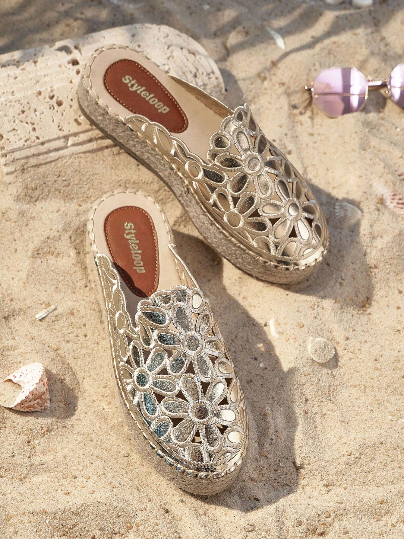 Styleloop Vintage Brown Embroidered Bohemian Thick-Soled Woven Shoes  Boho Feels Vintage Cottagecore Frenchy Shoes